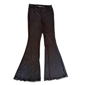 Wild Fable Sheer Mesh Flare Pants Black Bell Bottom Y2K Festival Rave‎ Goth S